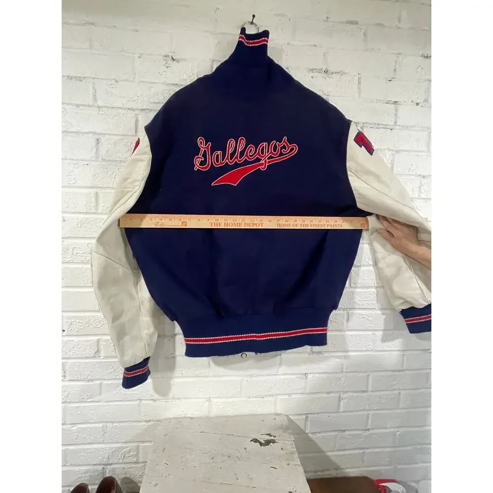 Vintage DeLONG Varsity Letterman Jacket Football Track 52 Long USA Wool Leather
